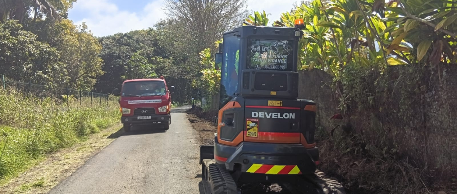 Infos travaux à Taravao : sécurisation des accotements de la route du Belvédère (RT32)